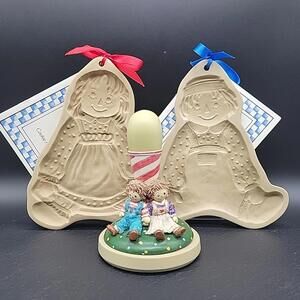 Raggedy Ann and Andy Cookie Press Figure and Baking Molds Lot